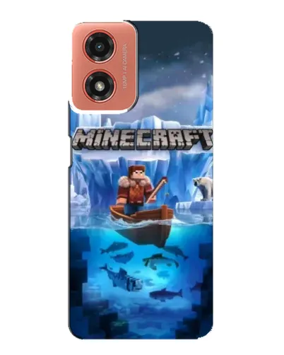 Чехол для Motorola MOTO G04 с картинкой «Minecraft ледяной мир»