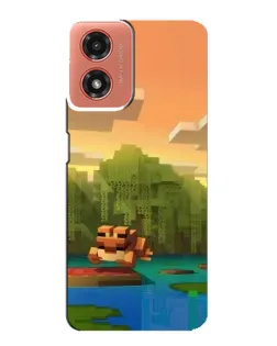 Чехол для Motorola MOTO G04 с картинкой «Майнкрафт закат солнца»