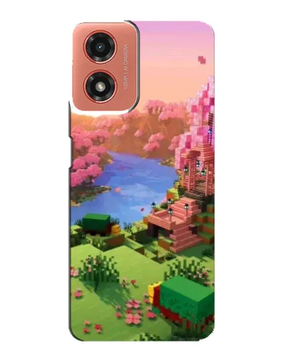 Чехол для Motorola MOTO G04 с картинкой «Розовое дерево Minecraft»