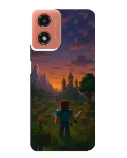 Чехол для Motorola MOTO G04 с картинкой «Стив у башни»