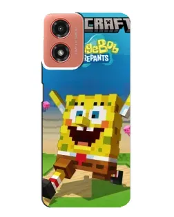 Чехол для Motorola MOTO G04 с картинкой «Губка Боб Minecraft»