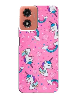 Чехол для Motorola MOTO G04 с картинкой «Unicorn паттерн розовый»