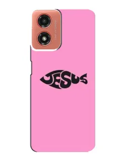 Чехол для Motorola MOTO G04 с картинкой «Розовый символ  Jesus»