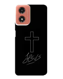 Чехол для Motorola MOTO G04 с картинкой «Графический крест Jesus»