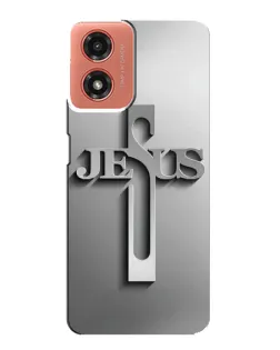 Чехол для Motorola MOTO G04 с картинкой «Металлический крест Jesus»
