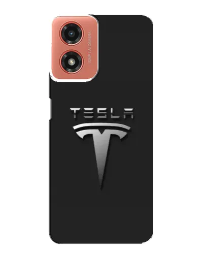 Чохол для Motorola MOTO G04 з картинкою «Сталевий логотип Tesla»