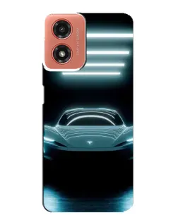 Чохол для Motorola MOTO G04 з картинкою «Tesla в неоні»