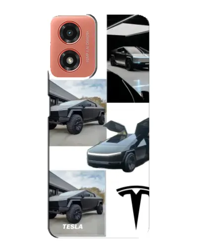Чохол для Motorola MOTO G04 з картинкою «Колаж Cybertruck Tesla»