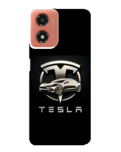 Чохол для Motorola MOTO G04 з картинкою «Tesla — срібне авто»