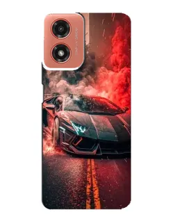 Чехол для Motorola MOTO G04 с картинкой «Lamborghini красный дым»