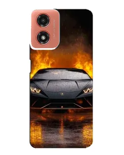 Чехол для Motorola MOTO G04 с картинкой «Lamborghini в огне»