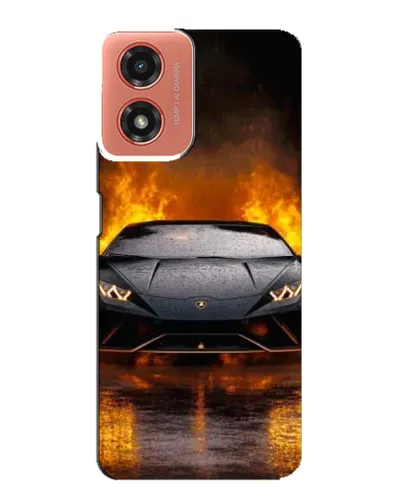 Чехол для Motorola MOTO G04 с картинкой «Lamborghini в огне»