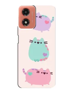 Чохол для Motorola MOTO G04 з картинкою «Pusheen тріо»