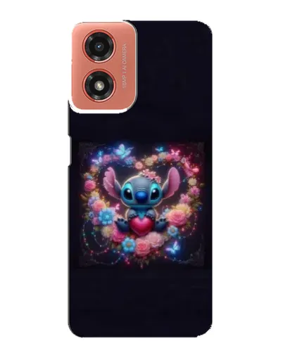 Чехол для Motorola MOTO G04 с картинкой «Stitch в цветах»