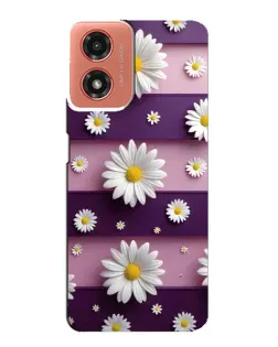Чехол для Motorola MOTO G04 с картинкой «Ромашки на фиолетовом»