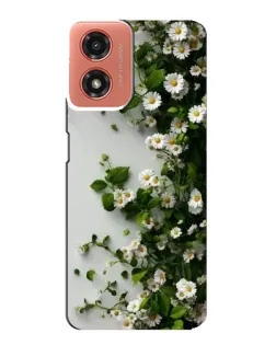 Чехол для Motorola MOTO G04 с картинкой «Ветка мелких белых цветов»