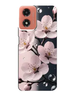 Чехол для Motorola MOTO G04 с картинкой «Нежная сакура и капли»