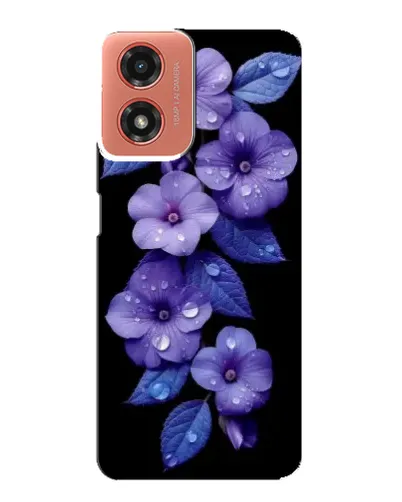 Чехол для Motorola MOTO G04 с картинкой «Фиолетовые цветы с росою»