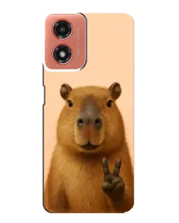 Чехол для Motorola MOTO G04 с картинкой «Капибара виктория»