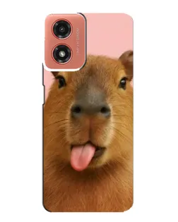 Чехол для Motorola MOTO G04 с картинкой «Капибара с языком»