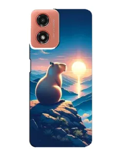 Чехол для Motorola MOTO G04 с картинкой «Закат солнца с капибарой»