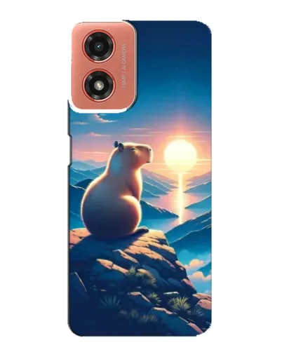 Чехол для Motorola MOTO G04 с картинкой «Закат солнца с капибарой»