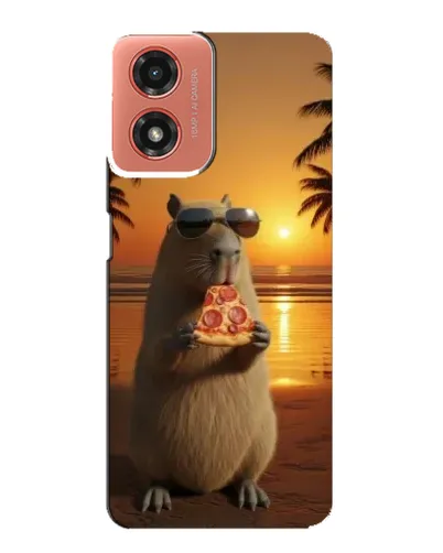 Чехол для Motorola MOTO G04 с картинкой «Капибара с пиццей»