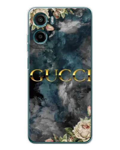 Чехол для Motorola Moto G05 с картинкой «Абстрактные цветы Gucci»