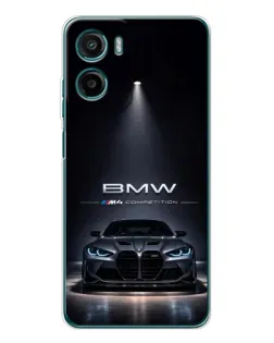 Чехол для Motorola Moto G05 с картинкой «BMW сквозь ночной город»