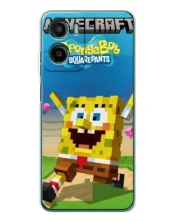 Чехол для Motorola Moto G05 с картинкой «Губка Боб Minecraft»