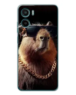 Чехол для Motorola Moto G05 с картинкой «Капибара золотая цепь»