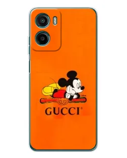 Чехол для Motorola Moto G06 Power с картинкой «Микки Маус Gucci — оранж»