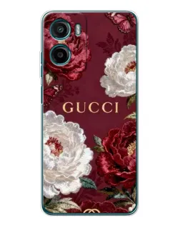 Чехол для Motorola Moto G06 Power с картинкой «Gucci — бордовые розы»
