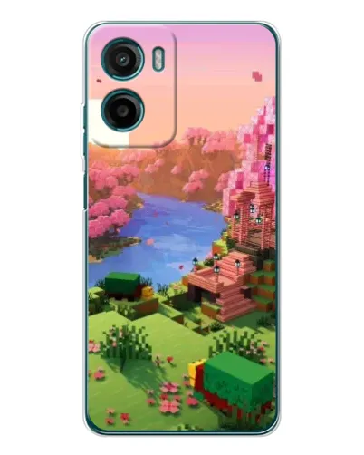 Чехол для Motorola Moto G06 Power с картинкой «Розовое дерево Minecraft»