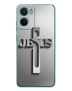 Чохол для Motorola Moto G06 Power з картинкою «Металевий хрест Jesus»
