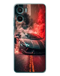 Чехол для Motorola Moto G06 Power с картинкой «Lamborghini красный дым»