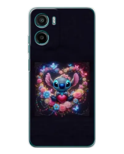 Чехол для Motorola Moto G06 Power с картинкой «Stitch в цветах»
