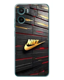 Чехол для Motorola Moto G06 с картинкой «Золотой Nike на металле»