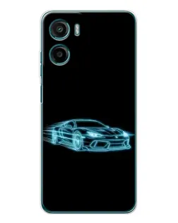 Чехол для Motorola Moto G06 с картинкой «Неоновый контур Lamborghini»