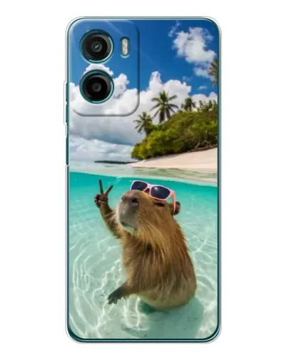 Чехол для Motorola Moto G06 с картинкой «Капибара на море»