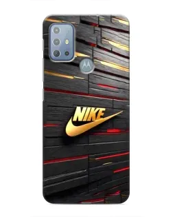 Чехол для Motorola MOTO G10 с картинкой «Золотой Nike на металле»