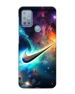 Чехол для Motorola MOTO G10 с картинкой «Космический Nike Swoosh»