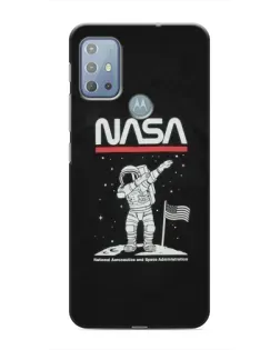Чехол для Motorola MOTO G10 с картинкой «NASA — шагаем по Луне»