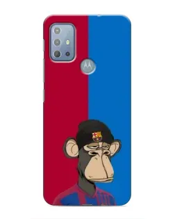 Чехол для Motorola MOTO G10 с картинкой «Bored Ape — фанат Барсы»