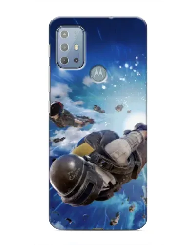 Чехол для Motorola MOTO G10 с картинкой «Десант PUBG — прыжок»