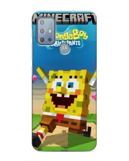 Чехол для Motorola MOTO G10 с картинкой «Губка Боб Minecraft»