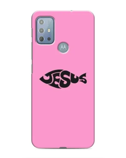 Чехол для Motorola MOTO G10 с картинкой «Розовый символ  Jesus»