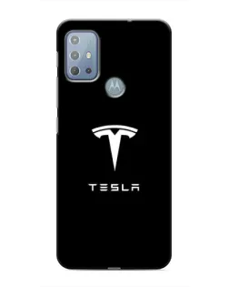 Чехол для Motorola MOTO G10 с картинкой «Tesla White Logo»