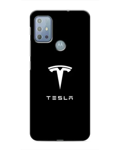 Чехол для Motorola MOTO G10 с картинкой «Tesla White Logo»