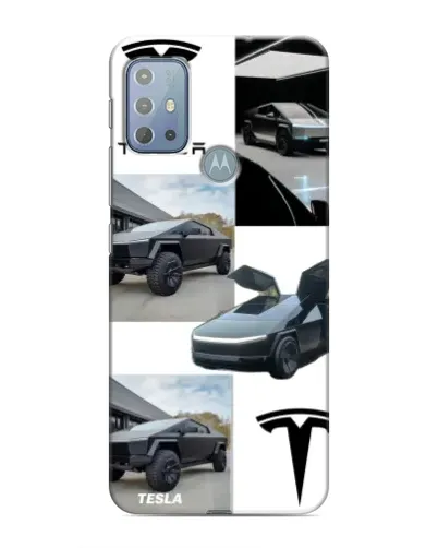 Чехол для Motorola MOTO G10 с картинкой «Коллаж Cybertruck Tesla»